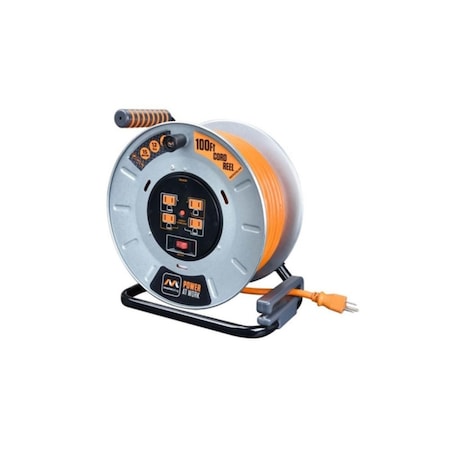 Pro-Xt Master Plug 100Ft 4 Sockets 15A 12AWG Large Open Metal Reel OTLP1001512G4SL-US